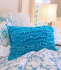 SUMMER HOUSE BEACH COTTAGE TURQUOISE BLUE RUFFLED PILLOW SHAM